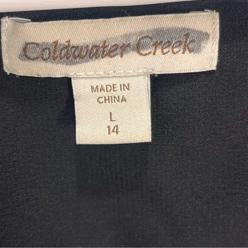 Coldwater Creek Imperfect black blouse large basic top roll tab sleeves minimal