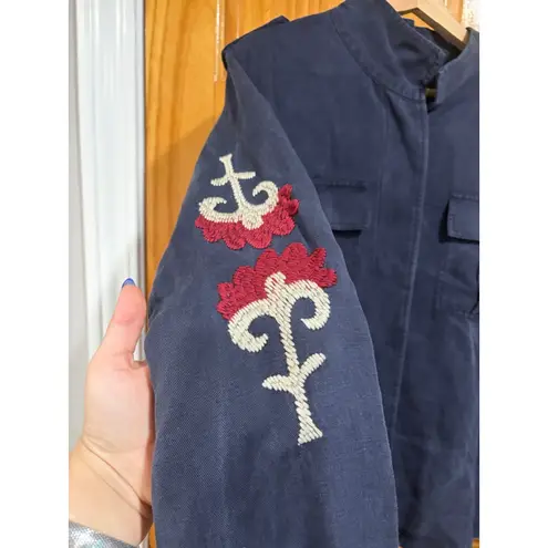 Rails Elliot Embroidered Utility Shirt Jacket Indigo Floral Medallion – M