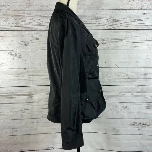 Etcetera Womens SZ 12 Jacket Button Up Long Sleeve Ruched Front V-Neck Black