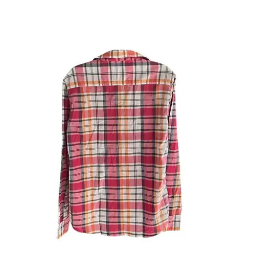 Van Linnen Women's M 100% cotton Plaid Long Sleeve Button