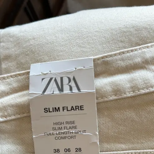 ZARA NWT  HIGH RISE SLIM FIT FLARE FULL LENGTH SPLIT HEM JEANS COMFORT