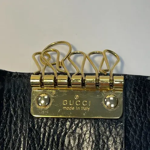 Gucci  Dollar Calfskin Marmont 6 Key Holder Case Black/Beige - Preowned