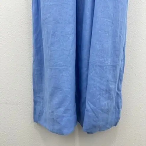 Faithfull the Brand Faithful the Brand Linen Smocked Bodice Maxi Dress Blue Sleeveless Casual Summer