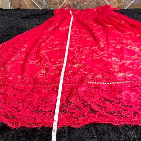 Nsr Women's Crochet Stretch Lace Midi Dress Vibrant Reddish Pink Small NWOT