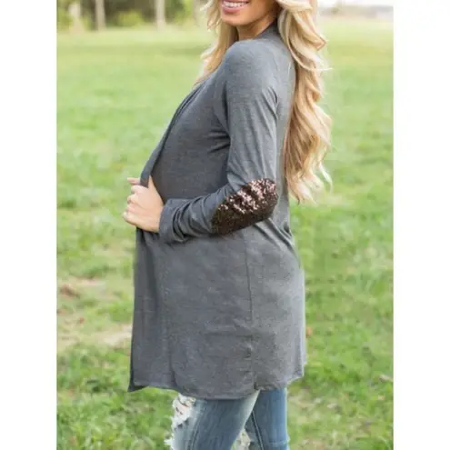 ✨Grey Elbow Patch Sequined Cardigan✨ Gray