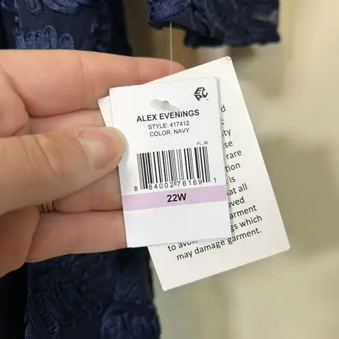 Alex Evenings Women's Tea Length Embroidered Dress with Illusion Sleeves 22W