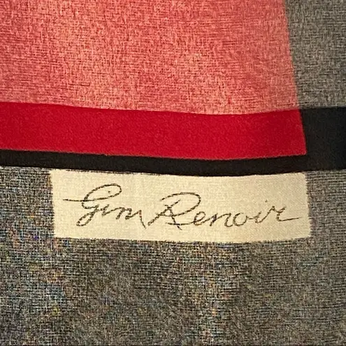 Jim Renoir vintage tiger print scarf black gold red gray vibrant 34” sq Italy