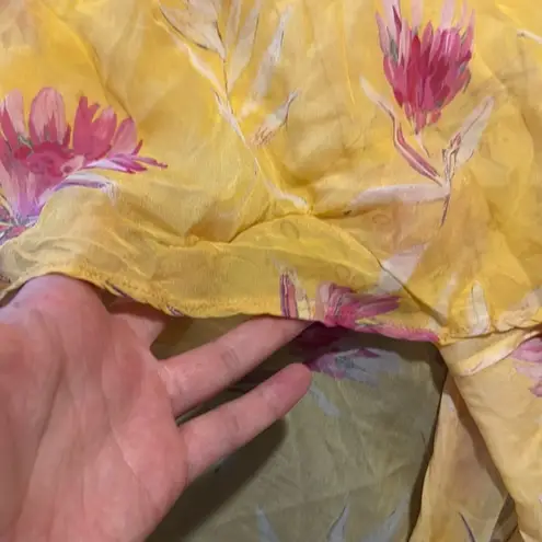 AMUR Vi yellow floral ruffle one shoulder gown 4