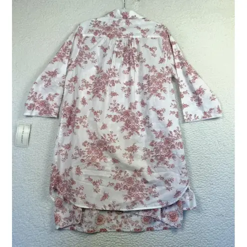 Laura Ashley Nightgown Robe Women M/L White Red Toile Cottage Coquette Housecoat