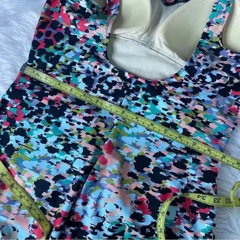 Aqua Green Multi Black One Piece Swim Suit Size Large