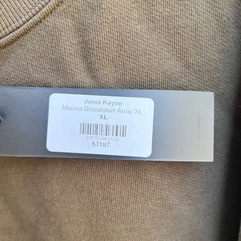 Jenni Kayne Marina Sweatshirt Army Green 100% Cotton XL NWT