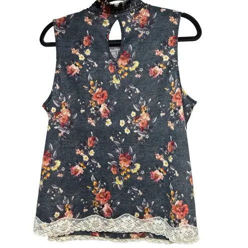 Jolt  Floral Sleeveless Smocked Knit Tank Top Multicolor Women's Size XL