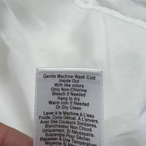 Nation Ltd Suzette Puff Sleeve Ruffle Neck White Pima Cotton Blouse Size Medium