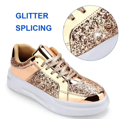 NWT Shiny Gold Glittery Low Top Sneakers