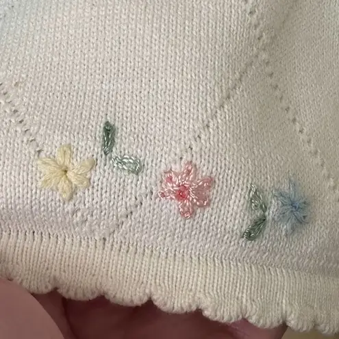 Alfred Dunner Vintage 1980's Floral Embroidered Sweater Size PL