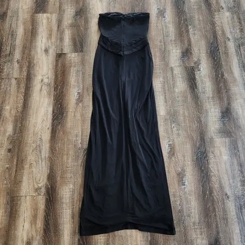 Retrofête Retrofete Black Strapless Maxi Dress XS? Braided Hems Sample Thigh High Slit