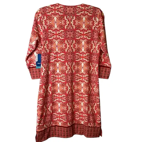 Coolibar Dress XS Womens Red White Paisley Oceanside Tunic UPF 50+ Sun Protect