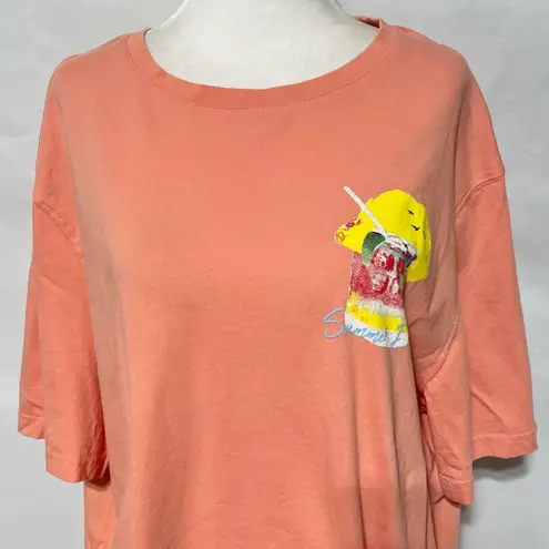 Jos. A. Bank Summer Days Graphic Print Crewneck Short Sleeve T-Shirt Coral Size XL