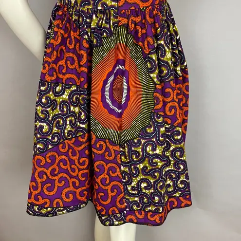 Kutula by Africana Dress Sleeveless Wax Print Batik Ankara Fit and Flare Orange
