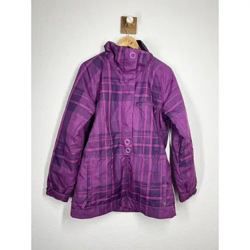 Powder Room Plaid Ski Jacket Womens Medium Snowboard Winter Snow No Hood Purple