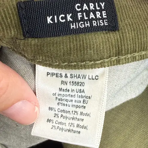 Veronica Beard CARLY KICK FLARE HIGH RISE CORDUROY PANTS SIZE 25 OLIVE GREEN
