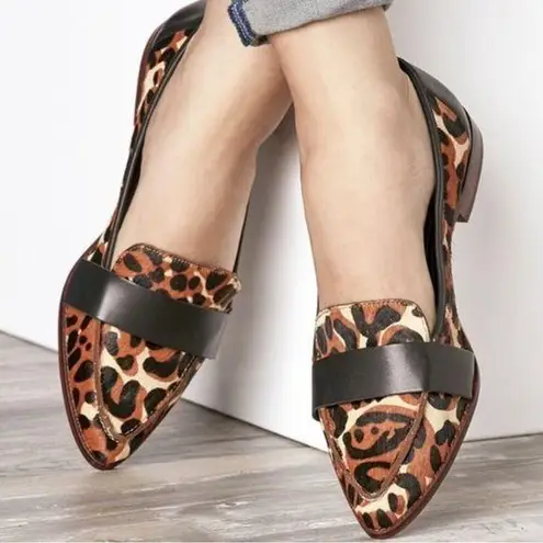 Sole Society Edie Pointed Toe Cheetah Dot Calf Hair Leather Flats Size 6