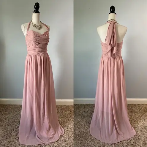 Alfred Angelo  | Pink Sweetheart Halter Maxi Gown Sz 12