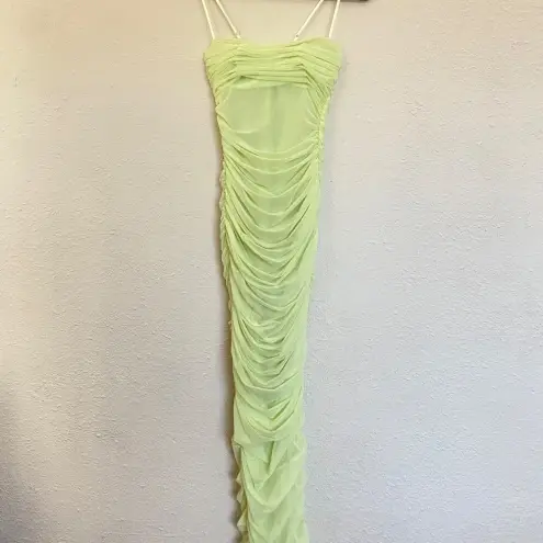 House Of CB  'Fornarina' Lime Organza Mesh Maxi Dress neon‎ bright size XS NWOT