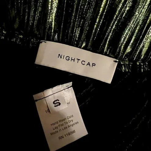 Nightcap NWOT Clothing green metallic pleated wide leg pants small pull on style