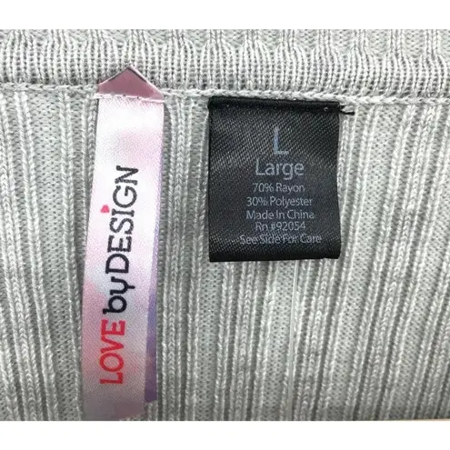 Love by Design NEW Women Size Large Gray Skivvy Ribbed Knit Sweater