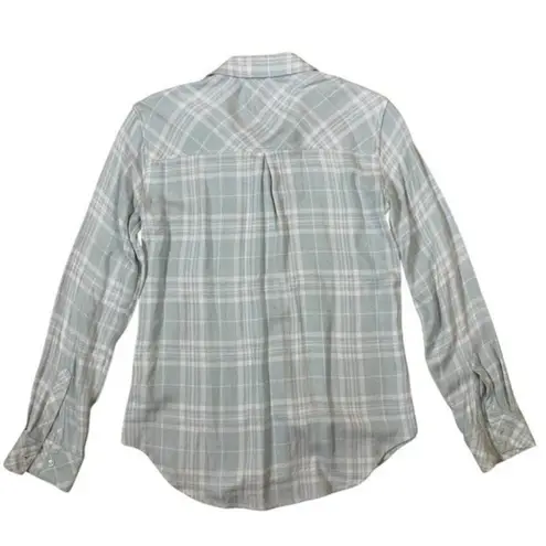 Rails  Hunter Shirt XS Seafoam Plaid Button Down‎ Rayon Long Sleeve
