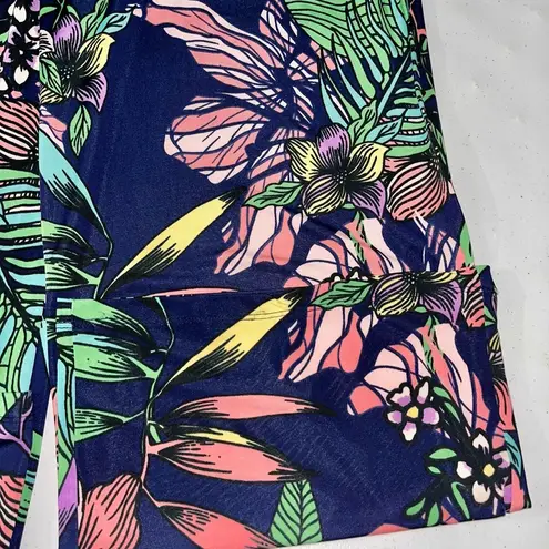 NWT Sandiva Floral Print Swim Cover Up Pants Blue Size M