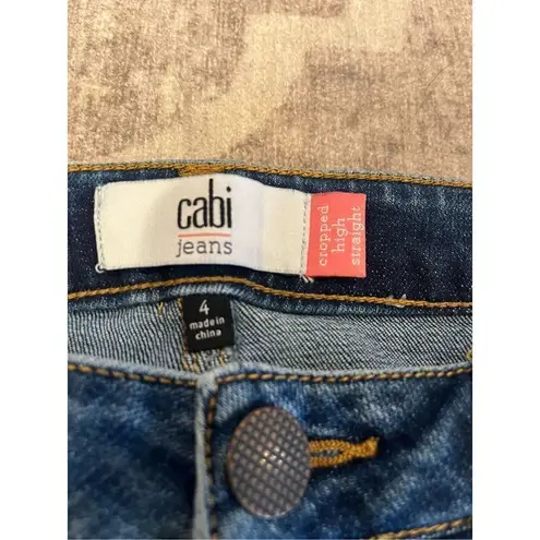 CAbi  cropped high straight denim jeans size 4 distressed raw hem