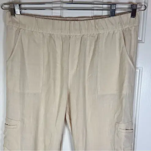 Soft Surroundings Women’s Cream Colored Size 1X Cargo Linen Blend Trouser