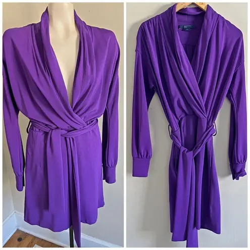 W By Worth  purple Noni dress with belt wrap style stretch jersey career chic