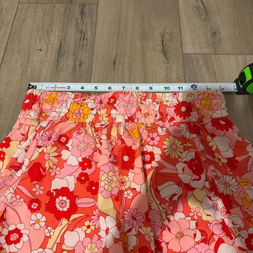 Avia Floral Active Scrunch Smocked Shorts Red Pink size Small