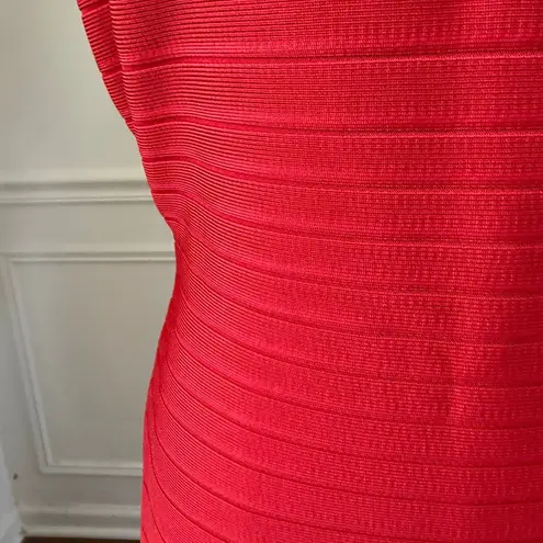 Herve Leger Hervé Léger Off Shoulder Tomato Red Bandage Dress $990 XL