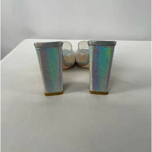 Simmi London Metallic Snakeskin Square Toe Heeled Mule Size 7