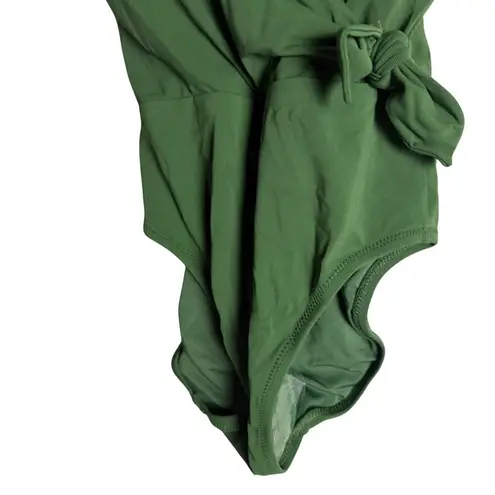 Robin Piccone Ava Sage Green V-Neck Wrap One Piece Swimsuit Size 2
