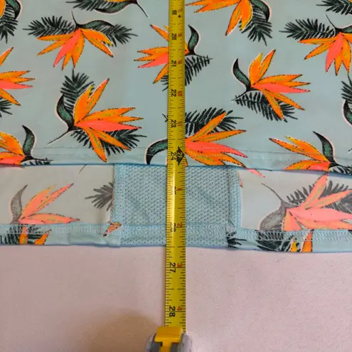 Zelos Women XL Blue Bird of Paradise Floral Print Activewear New Top Stretch Dry