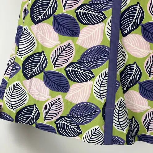 Boden Purple Green Pink Leaf Print Skirt Size 4