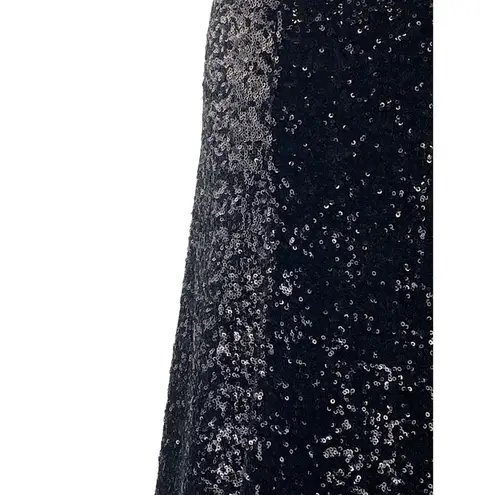 CeCe NEW Champagne Soiree Rich Black Sequin Elastic Waist A Line Mini Skirt Sz 6