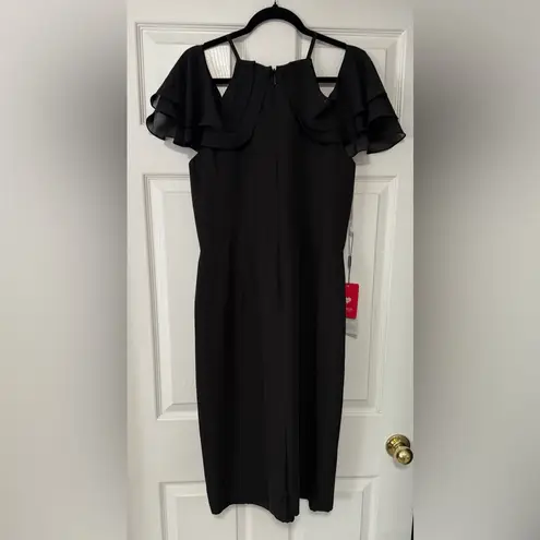 JJ's House  Black Chiffon Off The Shoulder Mini Bridesmaid Dress Size 14 NWT