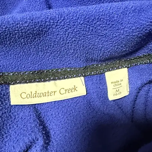 Coldwater Creek Royal Blue Fleece Quarter Zip Pullover Women's M Ruffled Neck