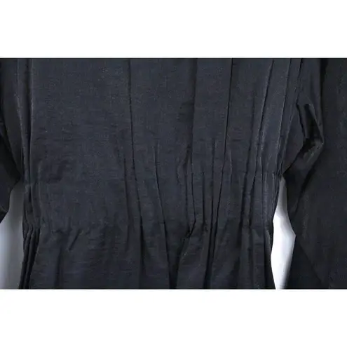 Dale Dressing for Harlan Trench Coat Black Ruched Back Sz 12 M Super Flattering