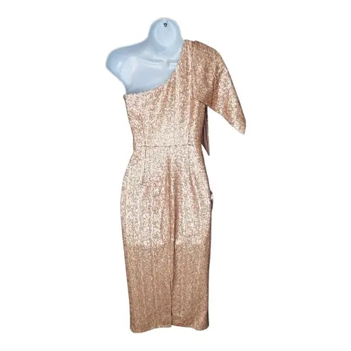 Dress the Population Anthro Dress The Population Savannah Sequin One Shoulder Rose Gold Dress XS NWT