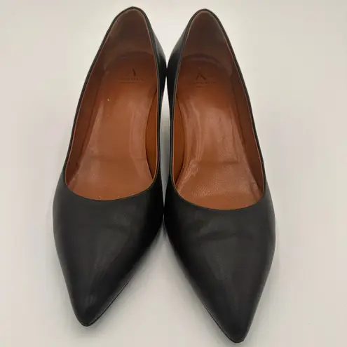 Aquatalia  Black Leather Pointed Toe Marion Kitten Heel Pumps Size 8
