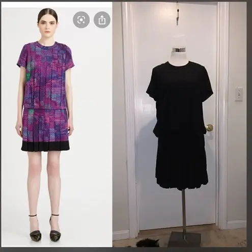 Proenza Schouler NWOT Pleated Silk Drop Waist Mini Dress in Black Size 8