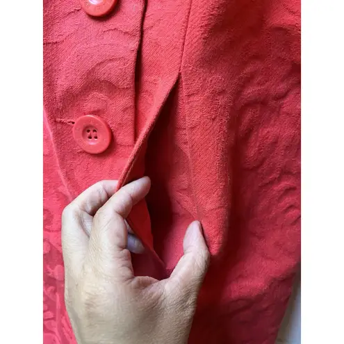 Desigual Long Trench Coat L Red Cotton Tapestry Baroque Fairy Artsy Renaissance