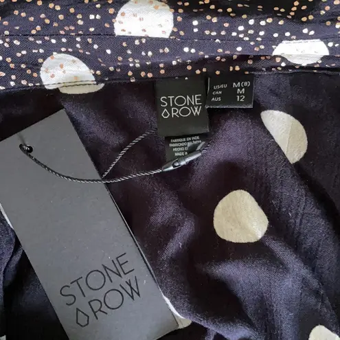 😍Stone Row Smoka Dot Linen Blend Twist Top😍NWT~M Size M